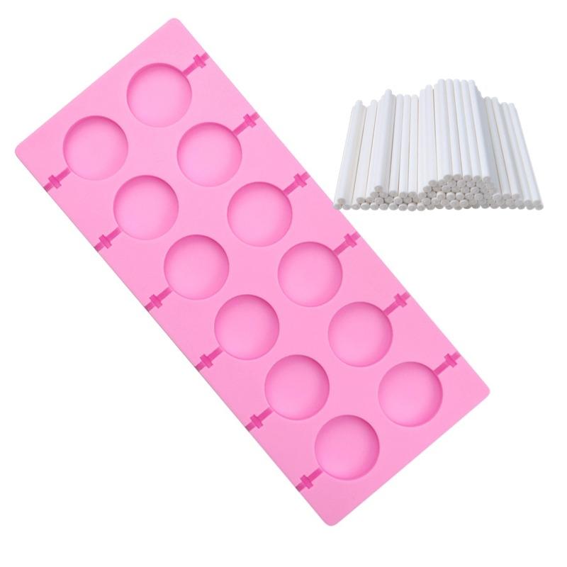 20 Holes Lollipop Mould Silicone Pop Mold DIY Lollipop Chocolate Cookie Candy Maker Tray Mold Party for Children Baking