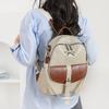 Kontrastfarbige Nähte Damen Schleifen-Rucksack Vintage Pendler PU-Rucksack