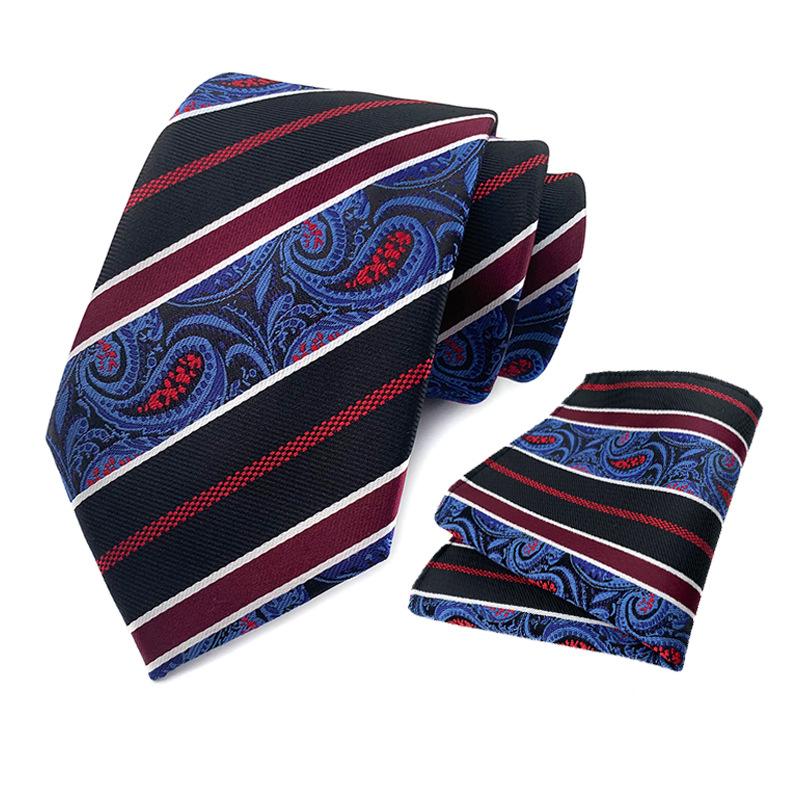 Polyester Paisley Tie Pocket Towel Two-Piece Set, Business Tie