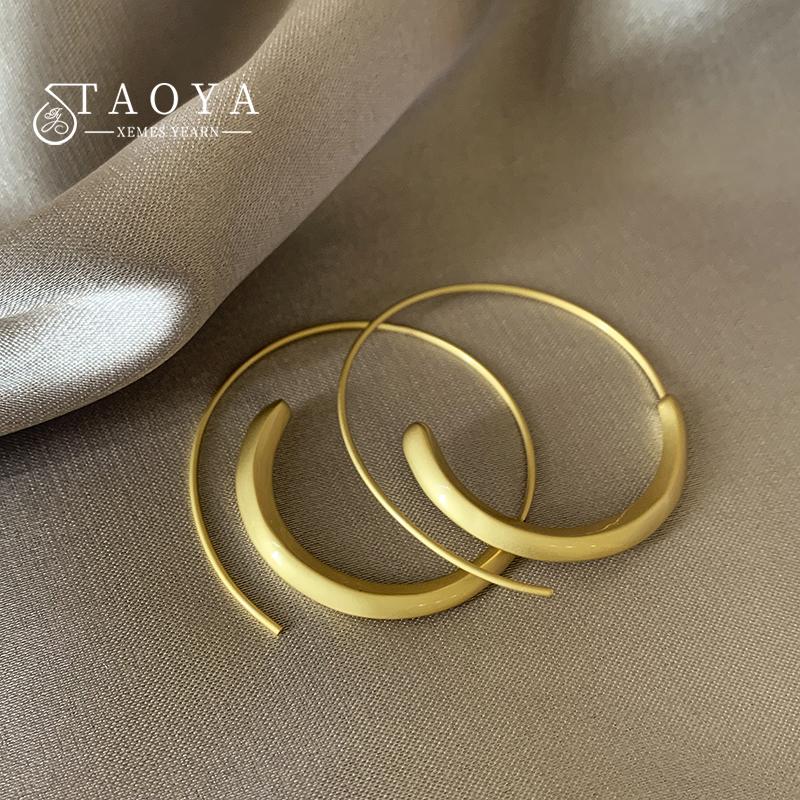 

2026 New Design Matte Gold Gold Color Circle Earrings for Women s Fashion Jewelry Girl‘s Christmas Party Exaggerated Accessories