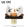 2025 Ghost Campfire Flickering Nightlight 2 Ghosts Roasting Plug Wall Spooky Fire Marshmallow Night Light for Halloween Decor