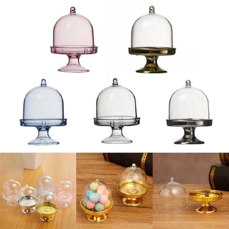 Clear Plastic Dessert Cup Cake Tray Candy Box Cake Plate with Lid Set of 12pcs