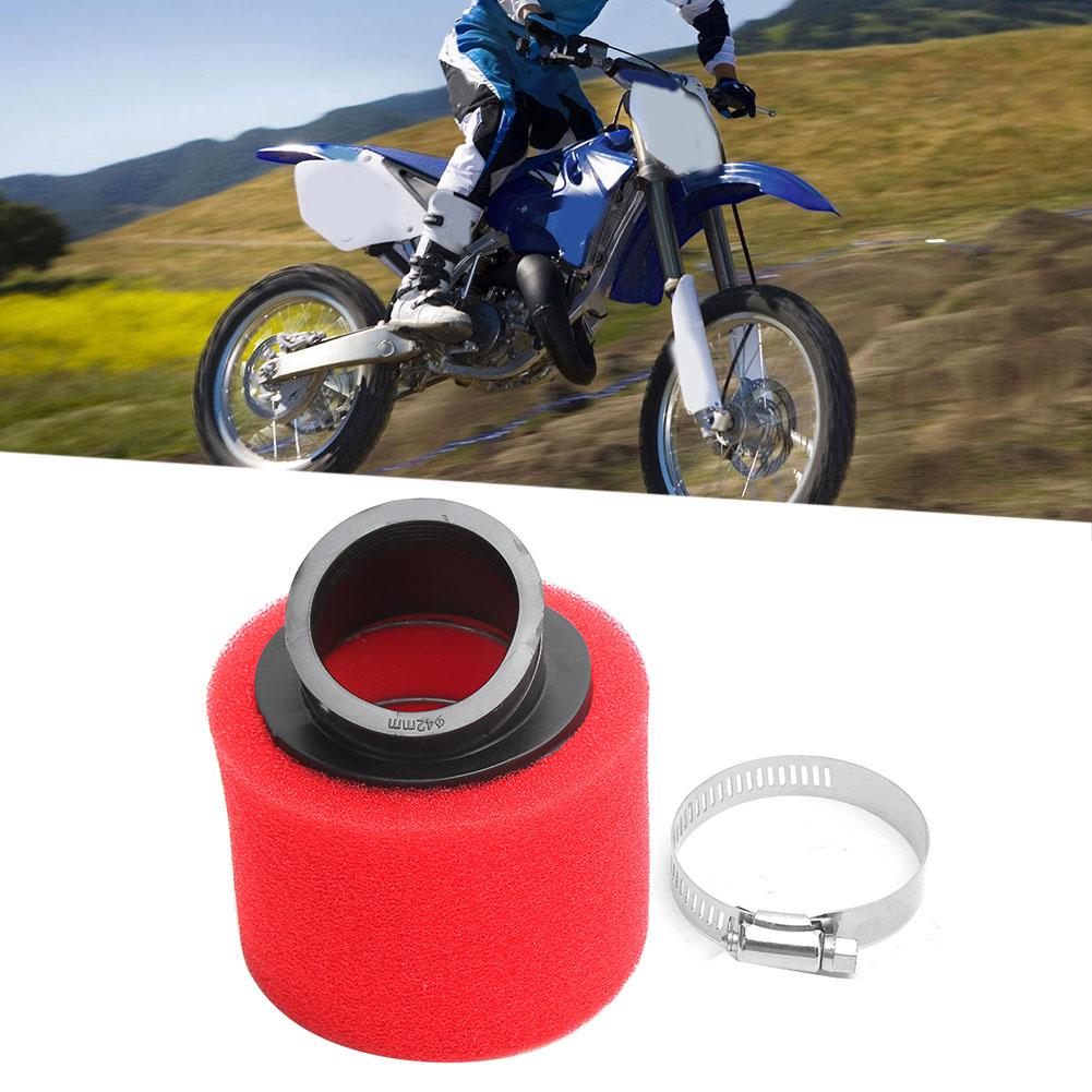 Angled Red 42mm 1.65in Double Foam Air Filter for Dirt Bike 125cc 140cc