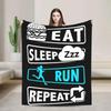 Manta de Franela Eat Sleep Run Repeat Suave y Cálida Colcha para Dormitorio Picnic Regalo Manta de Calidad Personalizada