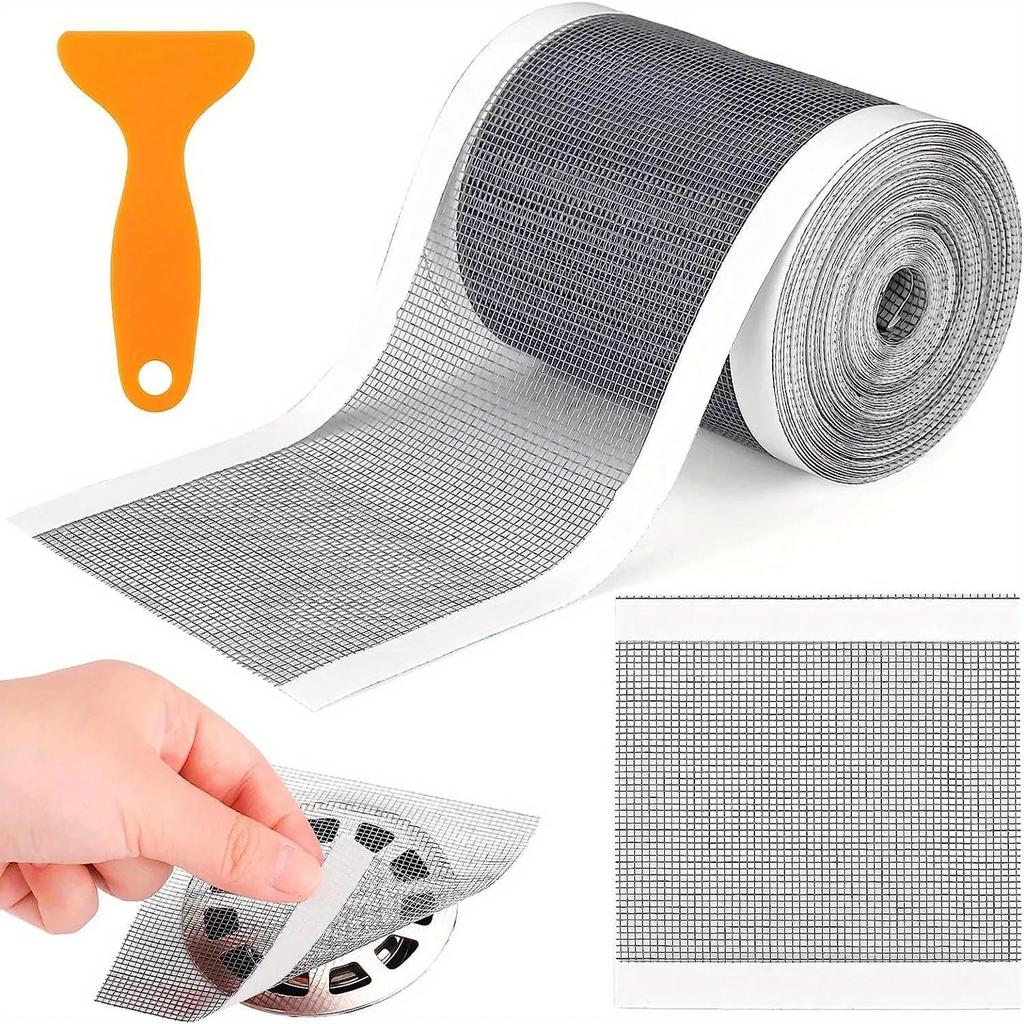 Shower Drain Hair Catcher Self-Adhesive,Disposable Mesh Sink Strainer Filter for Bathroom Floors Cutable,Waterproof,Mildew