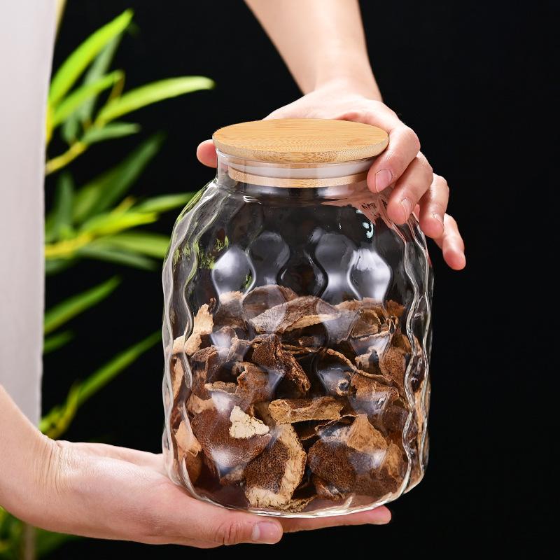 Tangerine Peel Storage Tank Household Large-diameter Round Transparent Glass Storage Tank Thickened Grain Storage Tank