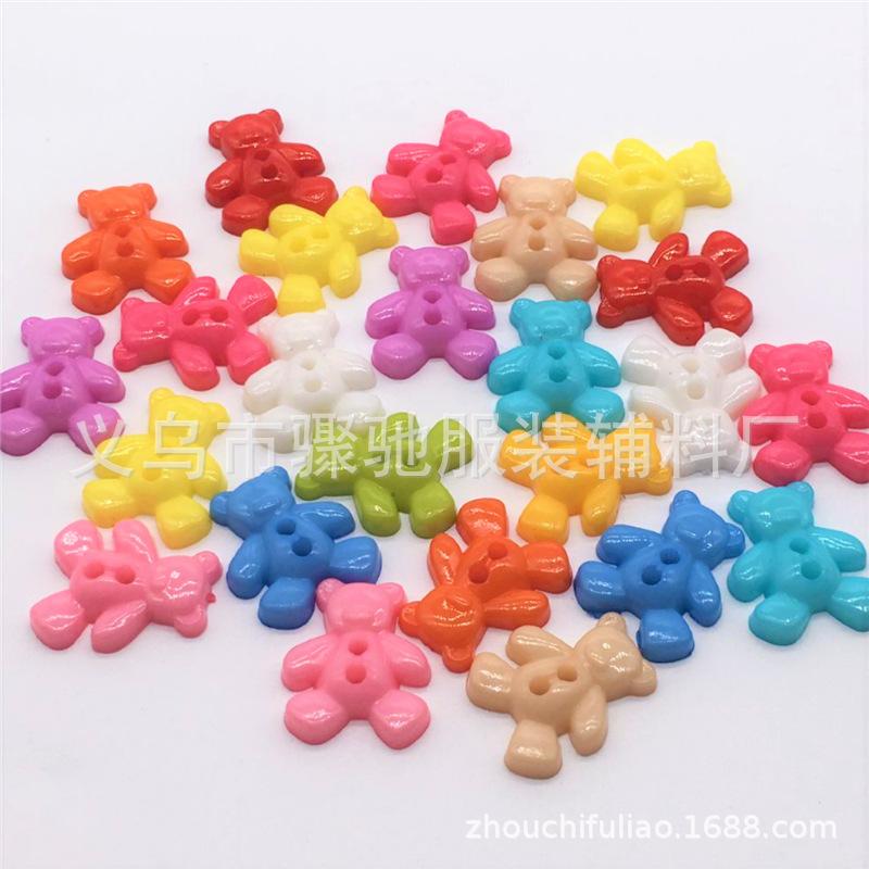 10Pcs Supply Colorful Bear Buttons, Cartoon Two-Eyed Plastic Winnie The Pooh Buttons, Handmade Diy Decorative Buttons