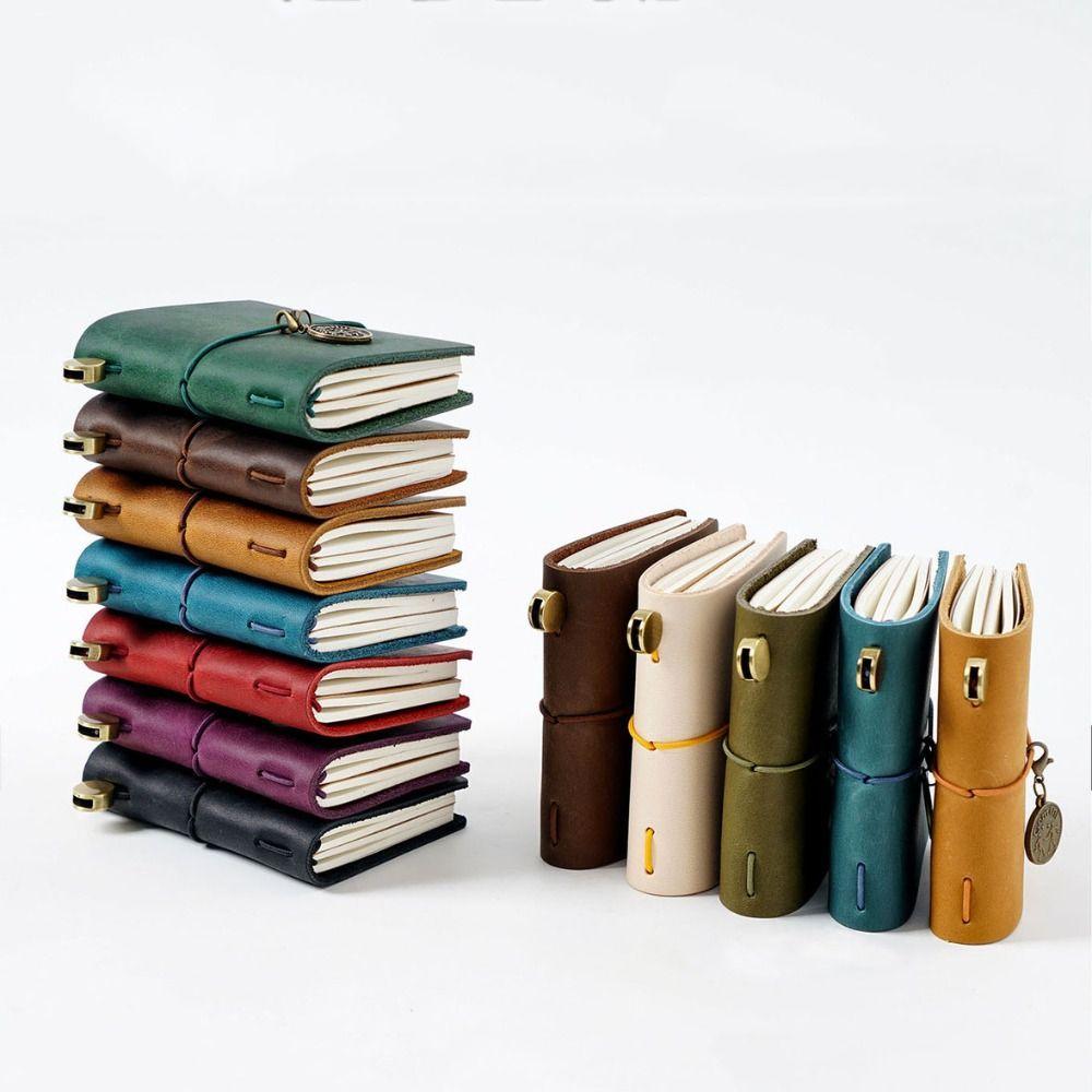 Genuine Leather Traveler's Notebook Mini Size Leather Notebook Gift Loose-leaf Notebook  For Notes