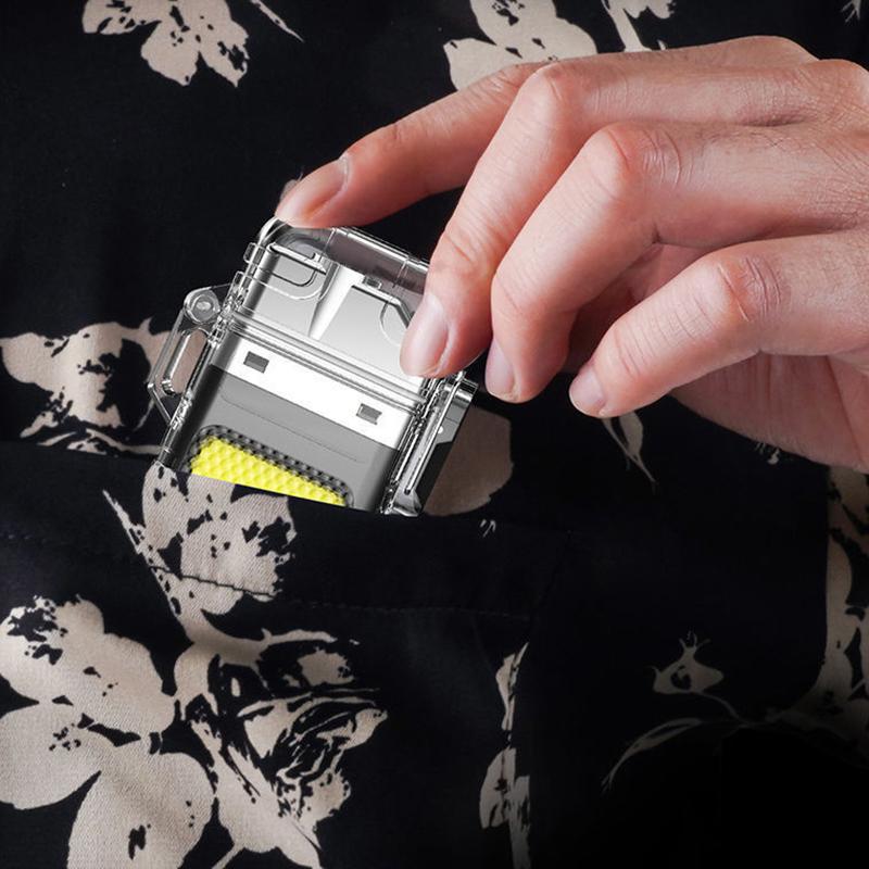 Multi-Function Electric Wire Lighter Waterproof With Emergency Keychain Light Portable Mini Rechargeable Cigarette Lighter