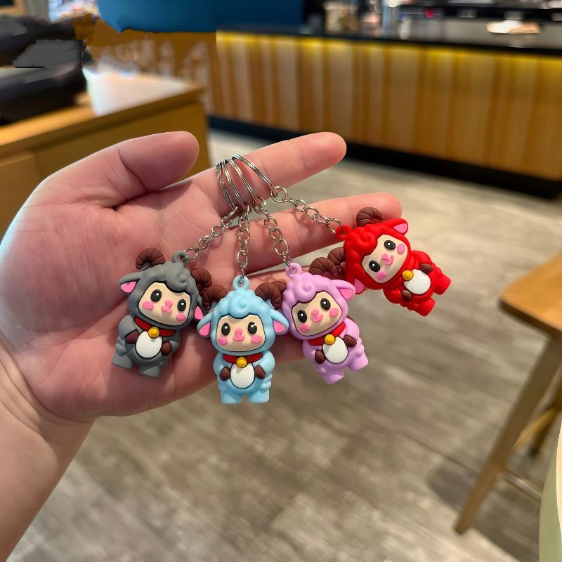 Cute Cartoon Sheep PVC Keychain Smooth Edge Multi Colors Bag Pendant Safe Souvenir Gift for Toddlers Backpack Decor