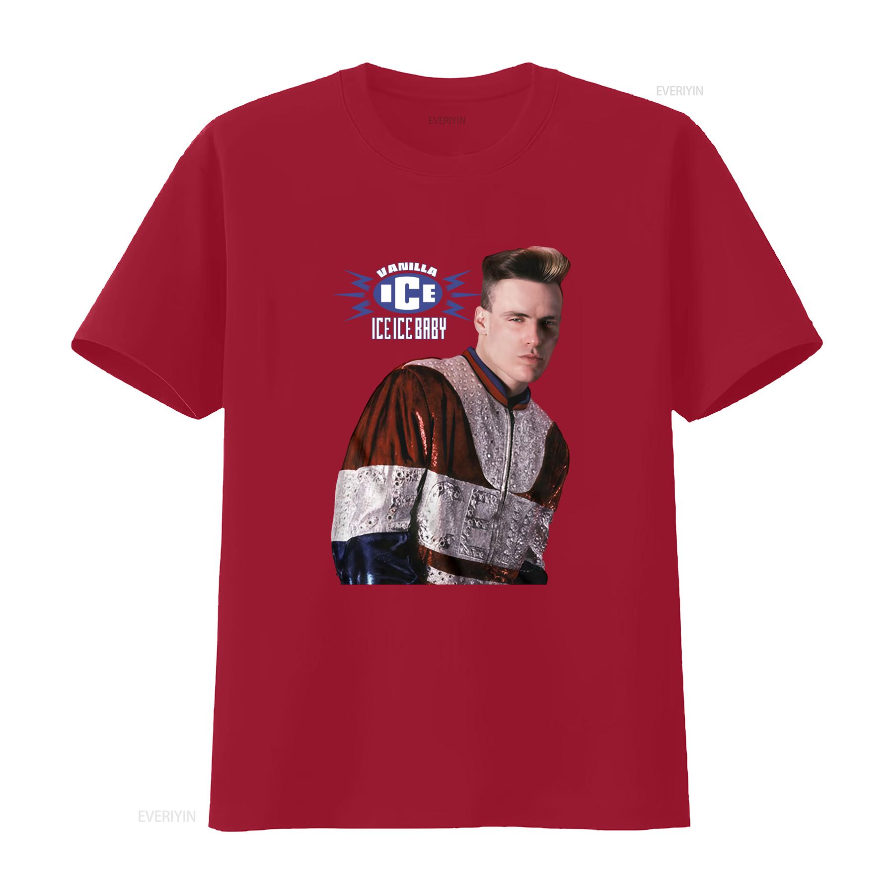 

Vanilla Ice Baby Single Cover Mens T Shirt Iib Rapper Hip Hop Pop Music vintage Washed fashion Soft graphic Versatile homme S