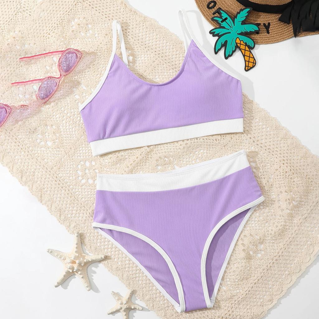 Girls Two Piece Swimsuit Tankini Set Soft Stretchy Fabric Comfortable Fit Lightweight Design for Beach Pool Swimwear