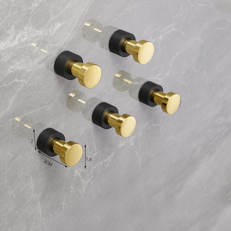 5pc/Set All Copper Hook Bathroom Door Back Coat Hook Single Hook Black/Brushed Gold Wall Coat Hat Towel Hook Bathroom Hardware