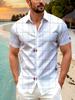 Men's Short-sleeved Button-up Shirt, Geometric Pattern, Casual Turn- Collar, Fashionable Summer Wear