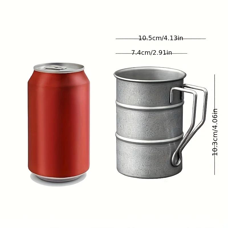 1pc Outdoor Camping Cup, Portable Folding Handle Retro Beer Mug