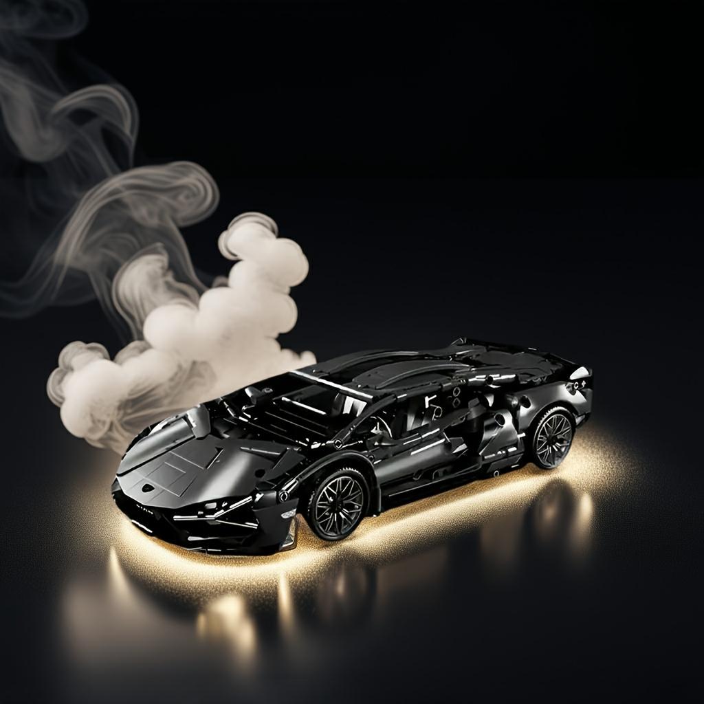 1288pcs Limited Edition Black Supercar Building Blocks Set - Challenging Assembly with Opening Hood & Trunk