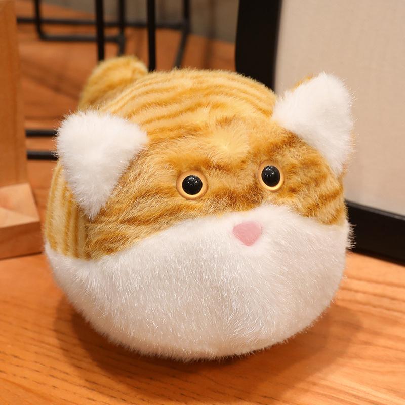 Cute Round Animal Plush Doll Mini Fluffy Cat Dog Fox Husky Stuffed Toy Soft Small Animal Plushies Decor Birthday Gift