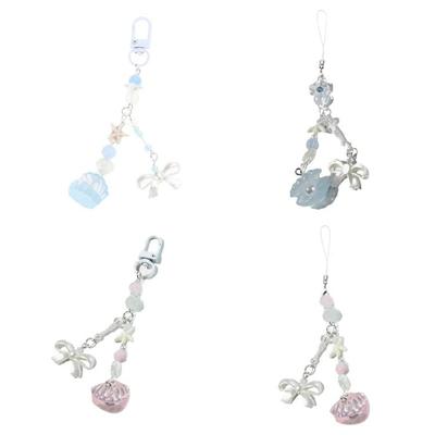 Porte-clés Pendentif Nœud en Coquillage Décoration Suspendue Sac Sac à Dos Charme de Sac