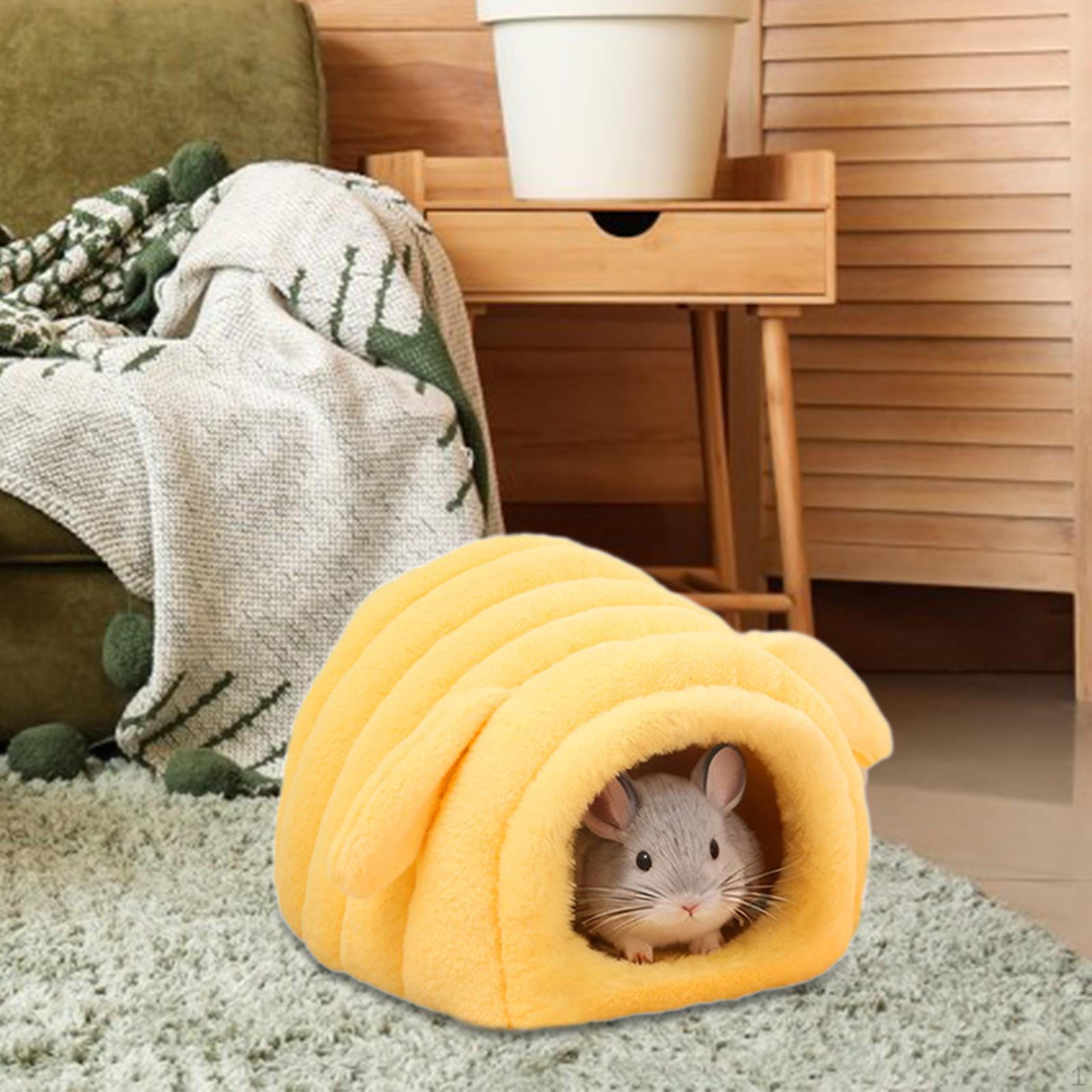 

Кровать для хомяка Удобная Осенне-зимняя Пещера-укрытие Среда обитания для песчанки карликового хомяка жёлтый