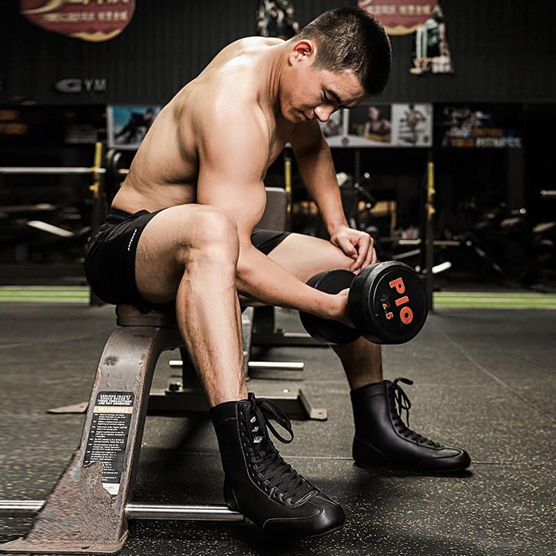Professional wrestling shoes men's high-top adult sanda shoes competition training shoes fighting shoes women's indoor boxing training shoes