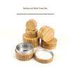 Bamboo & Wood Lip Balm Tin with Bamboo Pattern, Small Round DIY Cream Box, Creative Packaging.