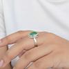 Green Malachite Oval Statement Ring, 925 Sterling Silver, Minimalist Bohemian Ring for Women