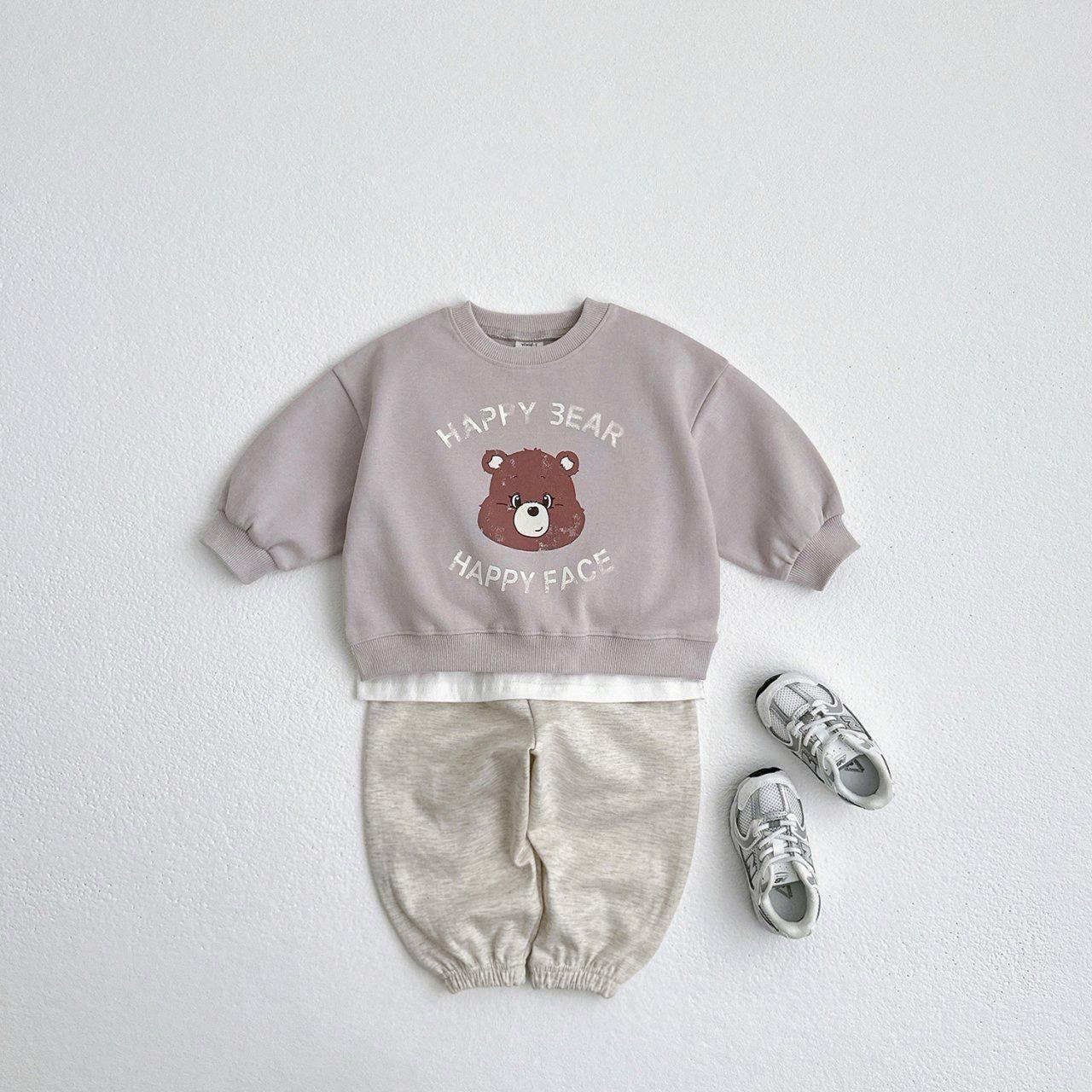 Korean Style Toddler Bear Print Hoodie - Autumn 2025 Collection 100cm серый