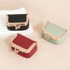 Leather Kiss Lock Coin Purse Solid Color Square Leather Jewelry Bag Multifunctional Wallet