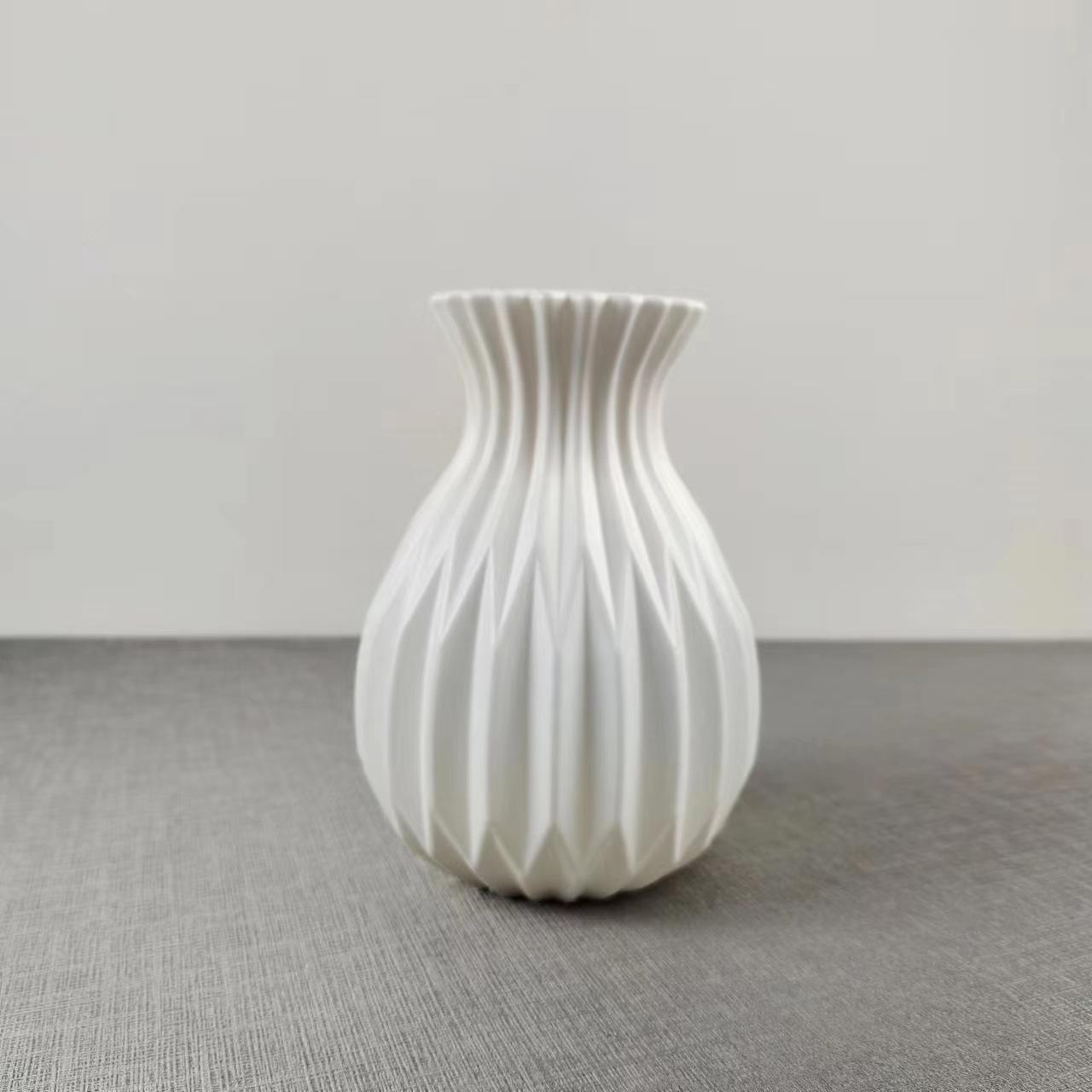 1pc Water Cultivation Imitation Ceramic Plastic Vase Living Room Plastic Home Vase, Modern Minimalist Home Decor