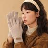 Winter Knitted Wool Gloves For Couples Maillard Thickened Warm Cold-Proof Students Outdoor Cycling Touch Screen