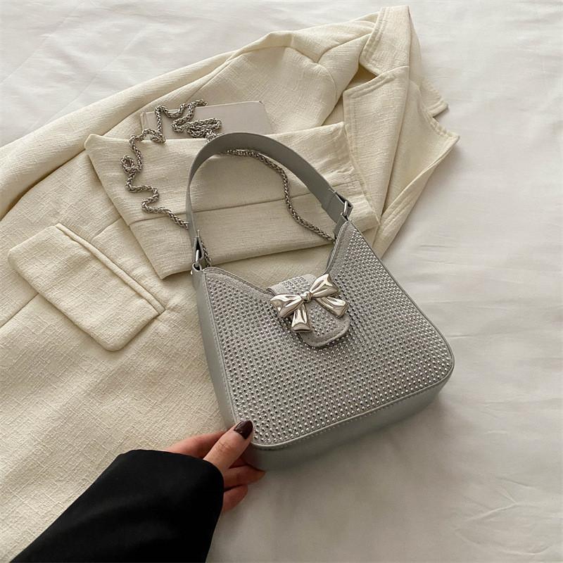 2024 New Fashion Butterfly Bow Pu Tote Bag Casual Street Style Silver Pink Black серебряный