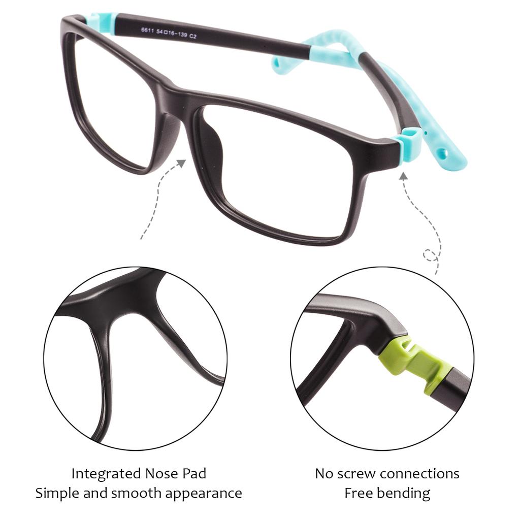 Colorful TR90 Rectangular Full Rim Flexible Boys And Girls Comfortable And Durable Glasses Frame For Optical Prescription Lenses