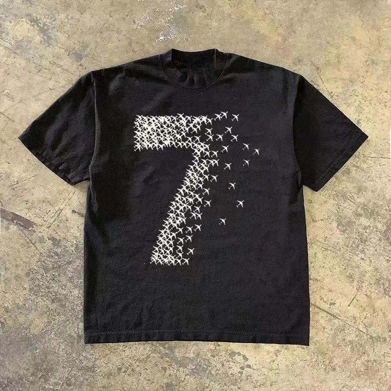 

American retro digital printed cool and edgy streetwear with a niche design loosefitting pure cotton short sleeve shirt S