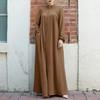 Abaya Ramadan da Donna Oversize con Zip Frontale Abito Musulmano Tasche Collo Alto Abbigliamento Monocolore Ampio