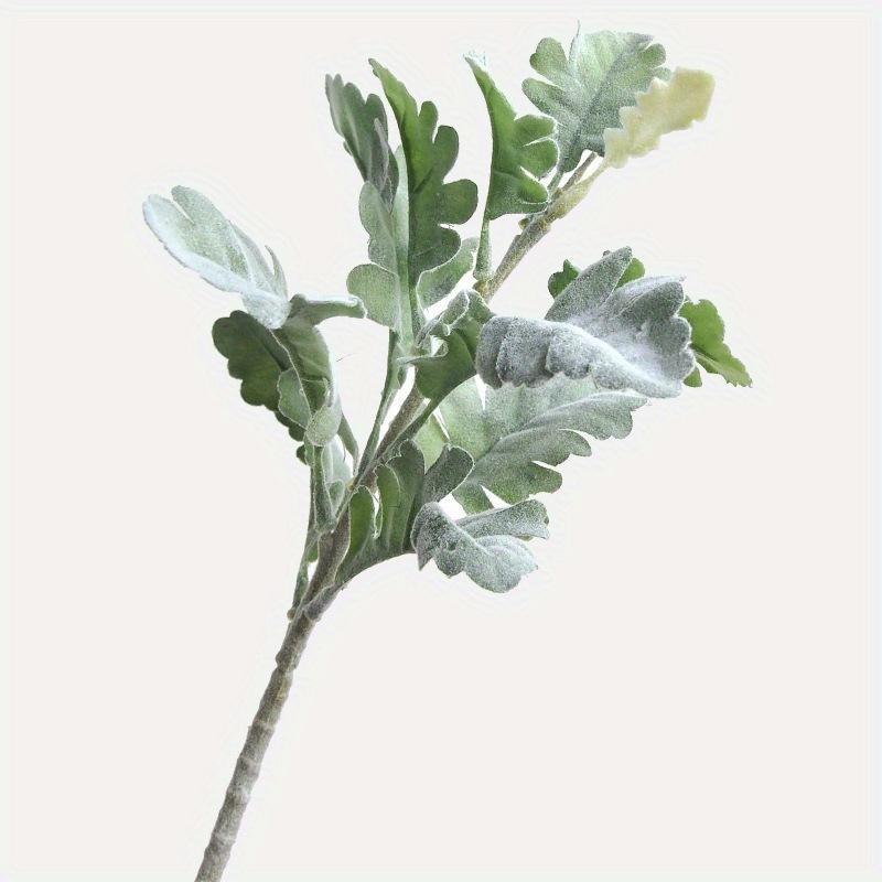 1Pc Green Cineraria Simulation Flower Planting Hairy Silver Leaf, Fake Flower Green Plant