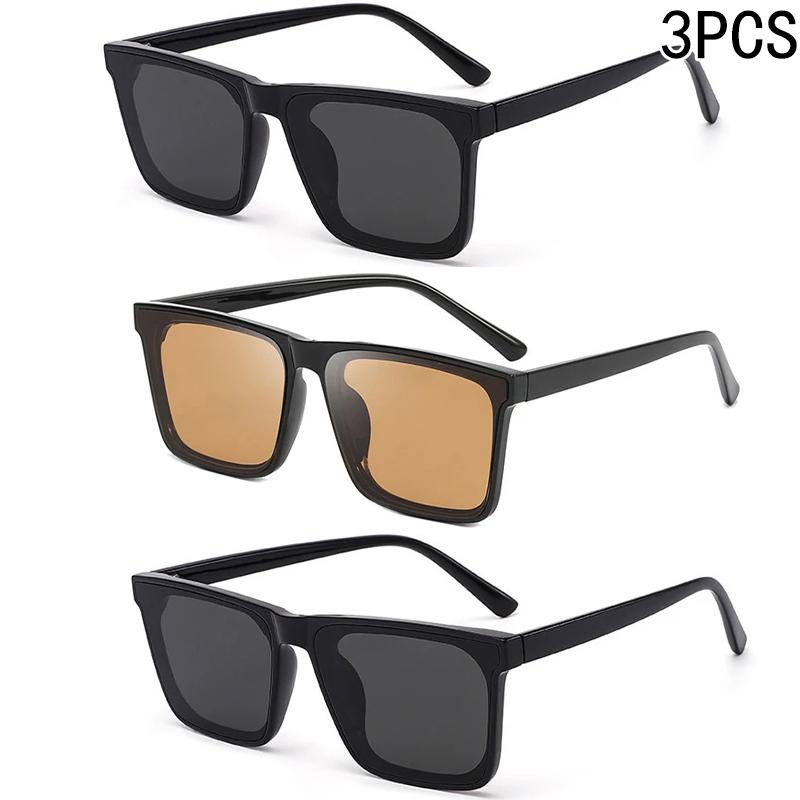 1/3PCS New Sunglasses Men's Driving Anti-UV Sunglasses Concave Shape Ladies Long Frame Sunglasses  Hombre