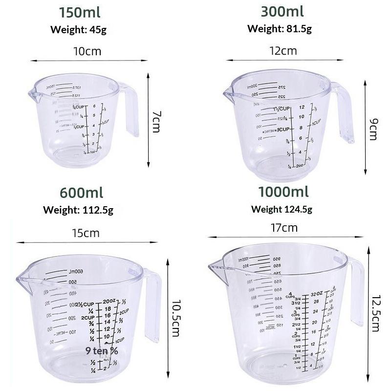150/300/600/1000Ml 1 Pcs Baking Liquid Measuring Cups Scale Cup Plastic Mixing Cup Kitchen Baking Tools