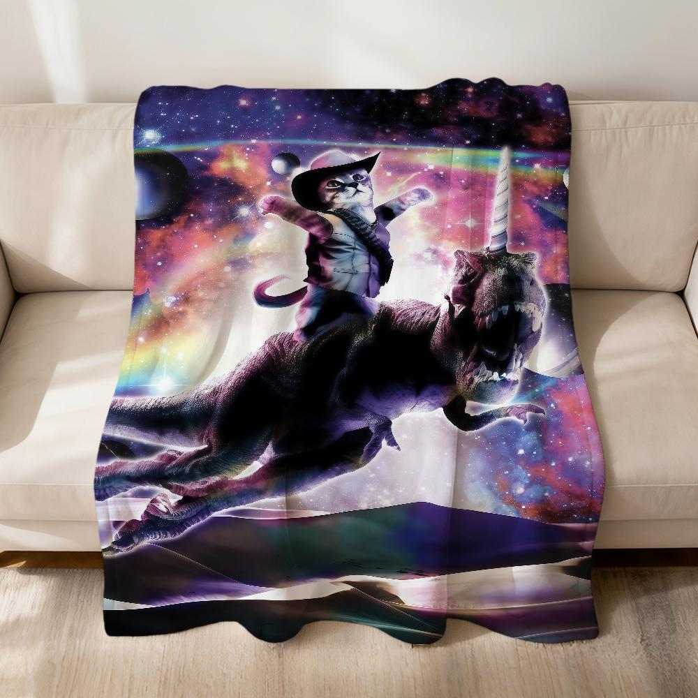 Space Cowboy Cat Meme Dinosaur Abstract Funny Pizza Flannel Soft Warm Plush Blanket Sofa Living Room Hogar Bed Gift Car Portable