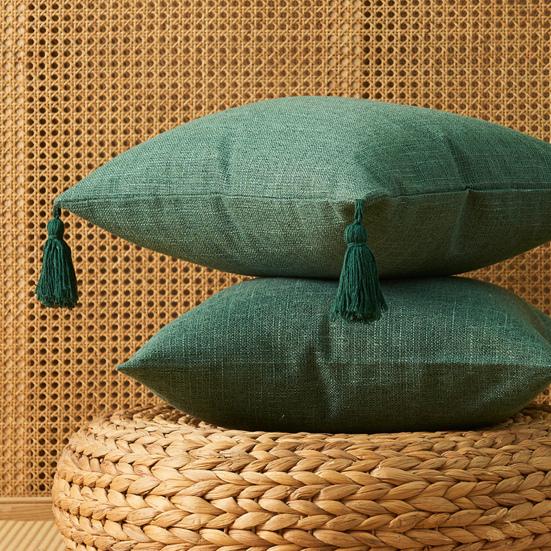 Boho Pillow Cover with Tassels Farmhouse Throw Pillow Case Decorative Pillowcase with Hidden Zipper for Home Living Room Couch Sofa Bedroom