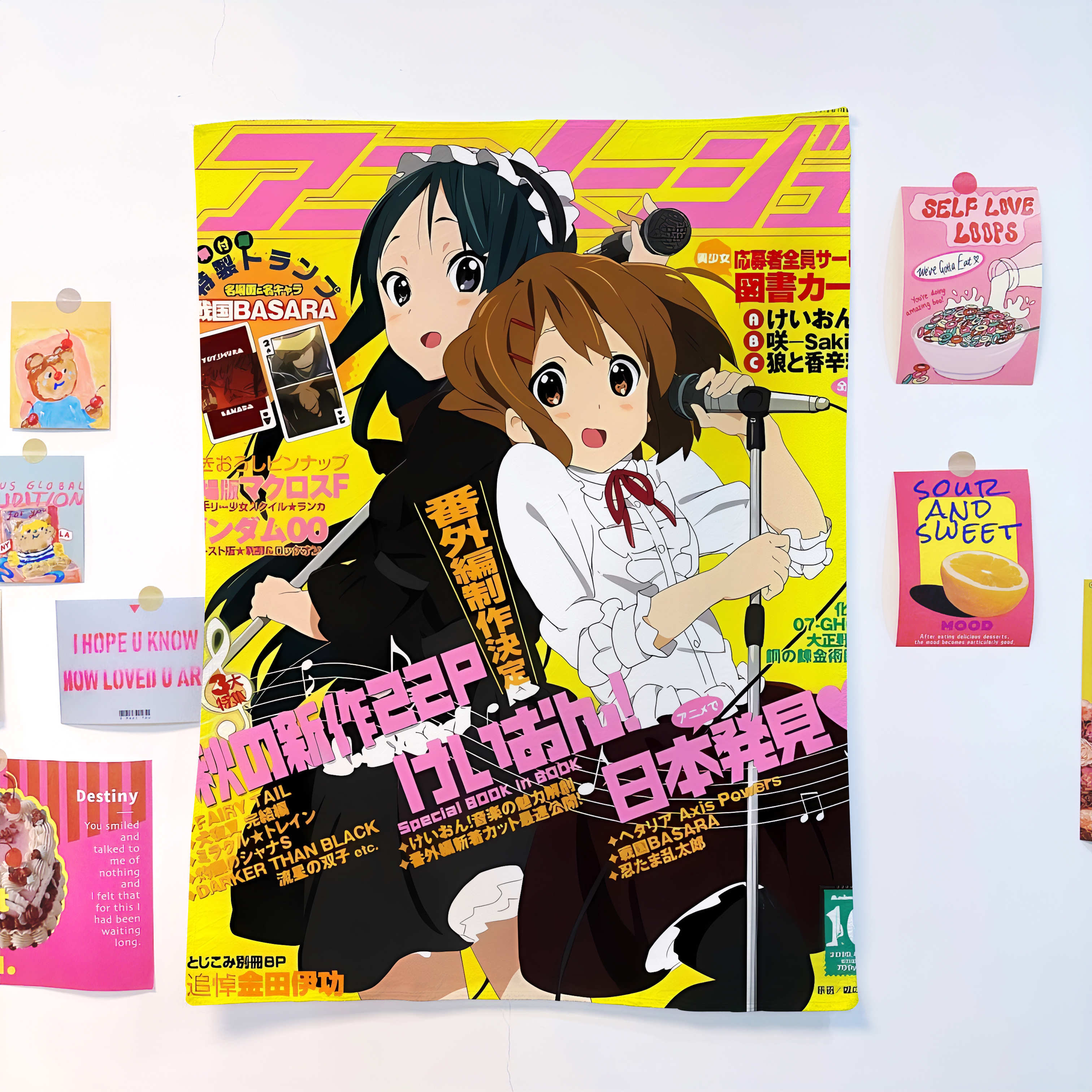 

Anime KOn Poster Print Tapestry Cute Beautiful Girl Hand Painting Wall Art Home Living Room Tapestry 74x94cm(29x37in)