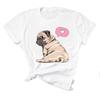 Dog Pug Love Cute Women Printing Short Sleeve T-shirt  Casual Fashion Clothes  T Tee Top Print  Female Clothing Graphic T-shirt