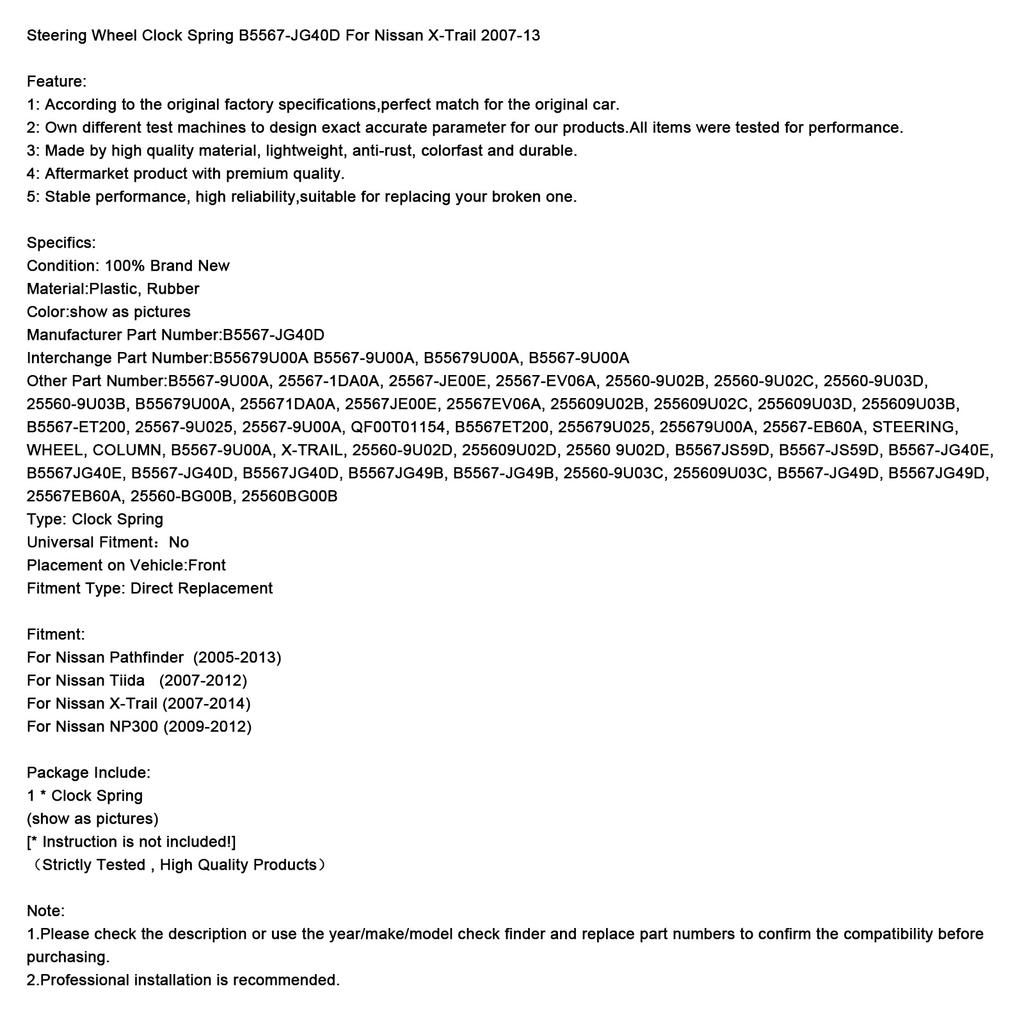 Kroužek volantu B5567-JG40D pro Nissan X-Trail 2007-13