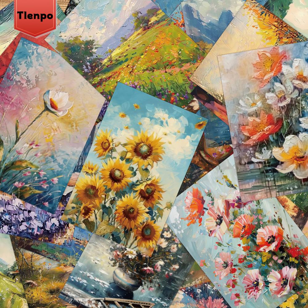 32 Stück Innendekoration Wandaufkleber 4x5,7 Zoll Nachrichtenkarten, Postkarten, Schlafzimmerdekoration, Vintage-Ölgemälde Wandaufkleber