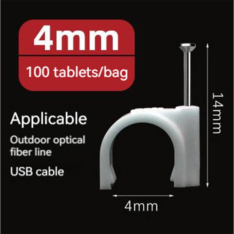 

100 ШТ Круглих кабельних кліпс 4~16 мм C-подібні для організації, нейлонові цвяхи з вуглецевої сталі, тримачі для дротів, кабелів, ліній, для стіни