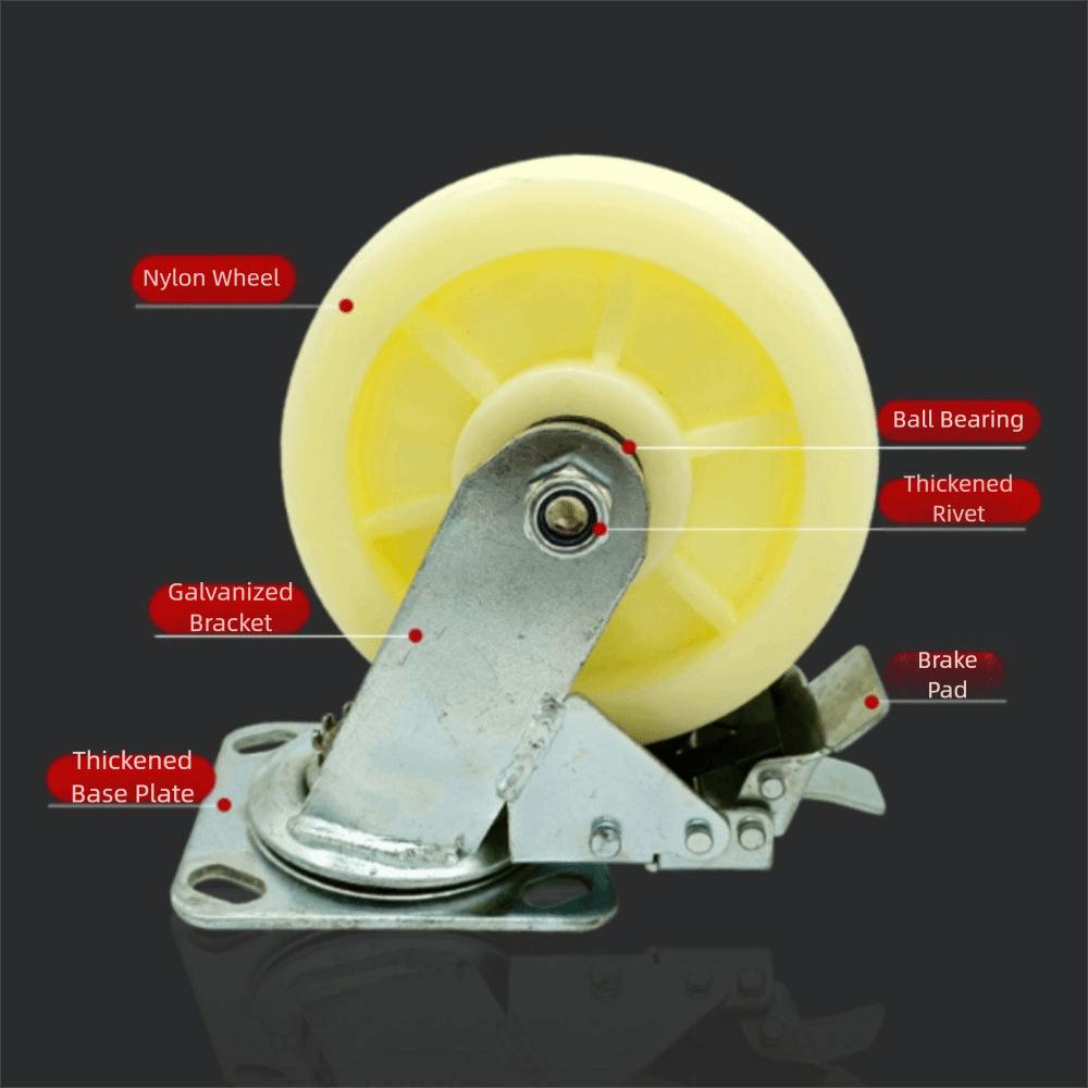 Soft Rubber Heavy Duty Casters Super Mute Universal Wheel White Nylon Universal Castor  Workbench