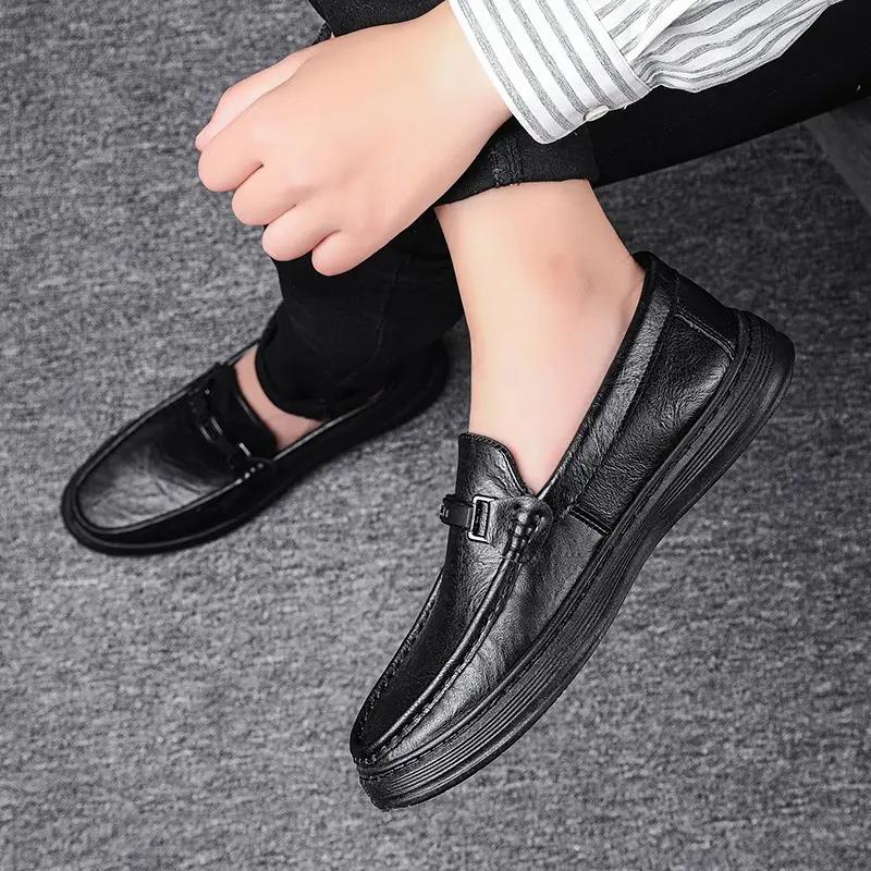 Fashion Loafer Shoes For Men Trendy Leather Slip-on Shoes Moccasins Handmade Male Casual Shoes Moccasins Driving Footwear