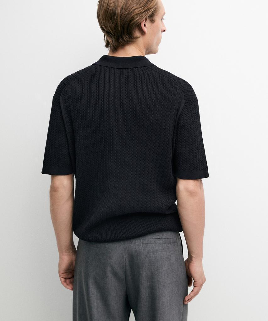 Masimodutti 100% Cotton Cable Knit Polo Sweater