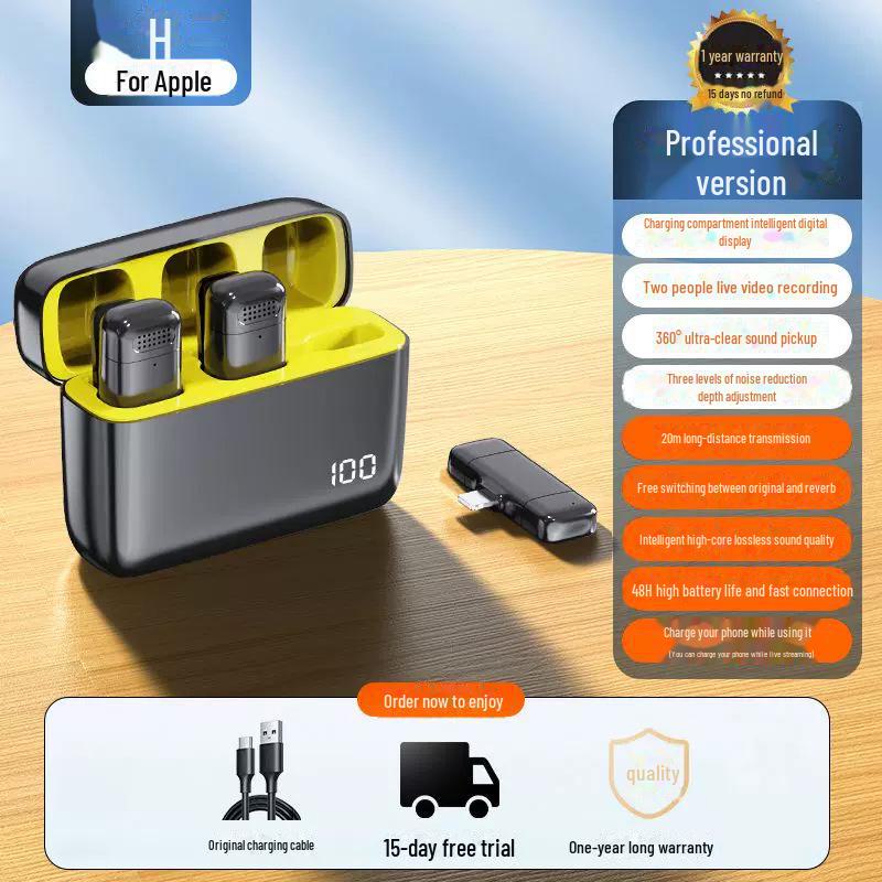 K6 Dual Wireless Clip Microphone with Charging Case for Live Broadcast Noise Reduction