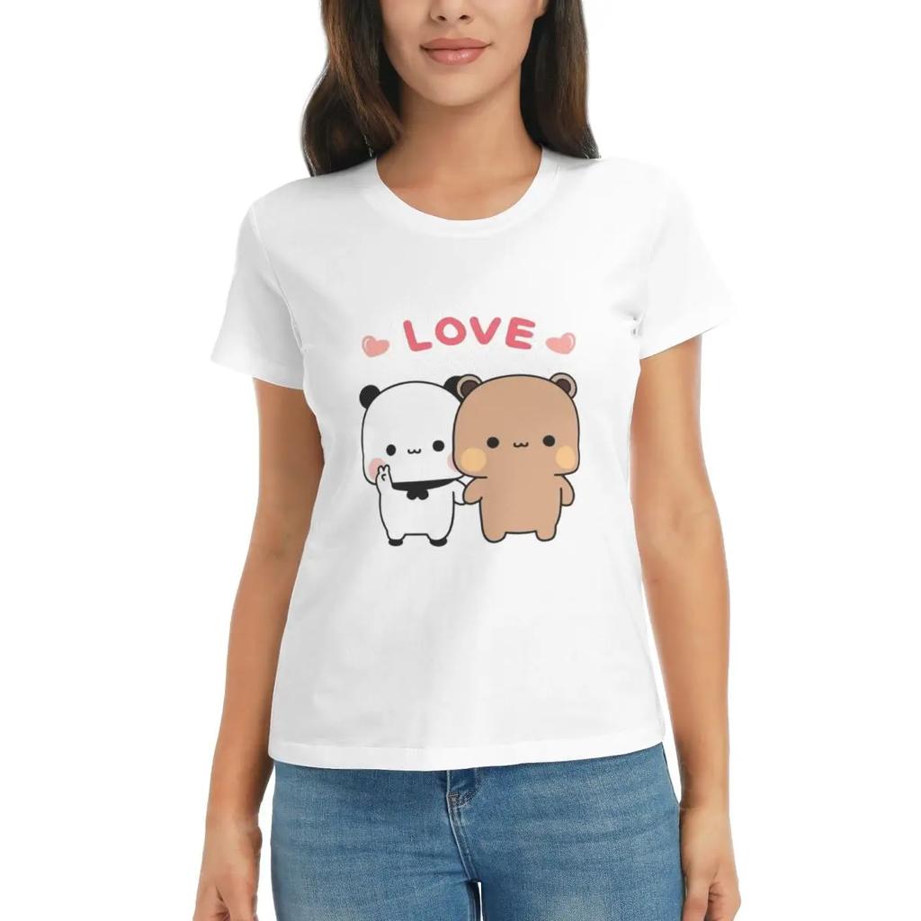 Women TShirt Bear And Panda Bubu Dudu Balloon Summer Short Sleeve Tees Round Neck Cotton T Shirts Clothes Tops Streetwear