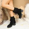 Fashion 2025 New High Quality Sexy Suede Black Tassels Riding Boots Women Winter Side Zipper High Heel Western Fashion Boots